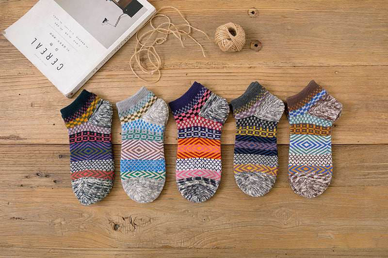 Men's Ankle Socks Retro Style 5 Pack