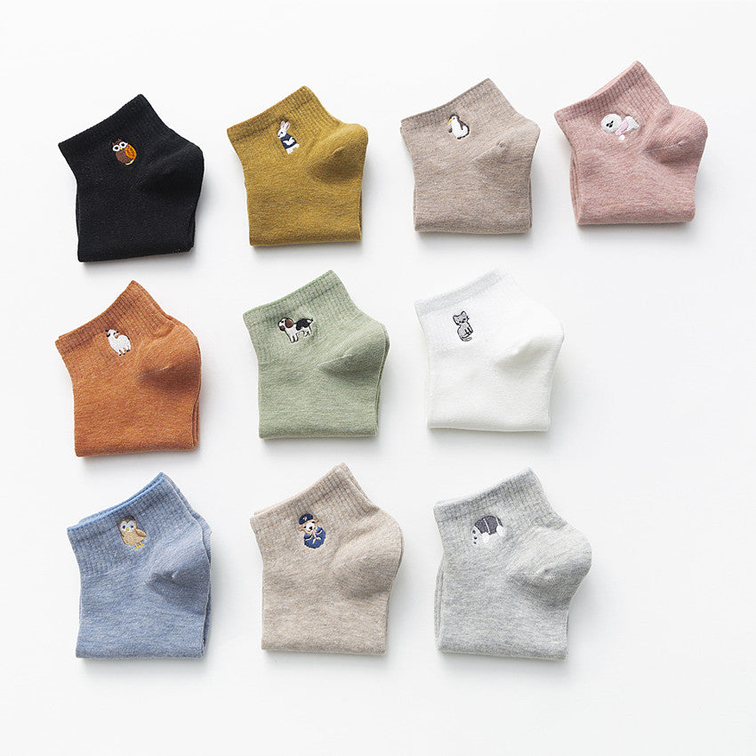 Womens Cartoon Cute Short Socks Set Cute Animals Socks Set 10 Pairs