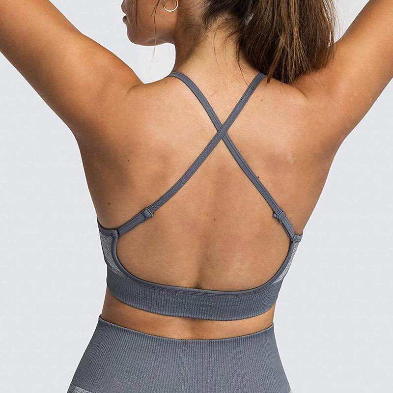 Womens Lace-up Sports Padded Seamless Workout Bra Yoga Running Fitness Bras/Leggings/Suit - CHALIER