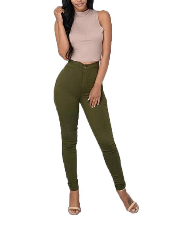 Women's Casual Sexy High Waist Leggings Feet Pants - CHALIER