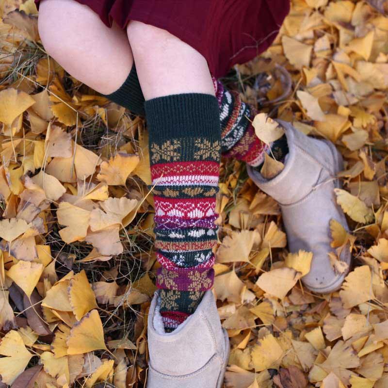 Womens Winter Wool Vintage Socks Thigh High Socks Legs Warmer - CHALIER