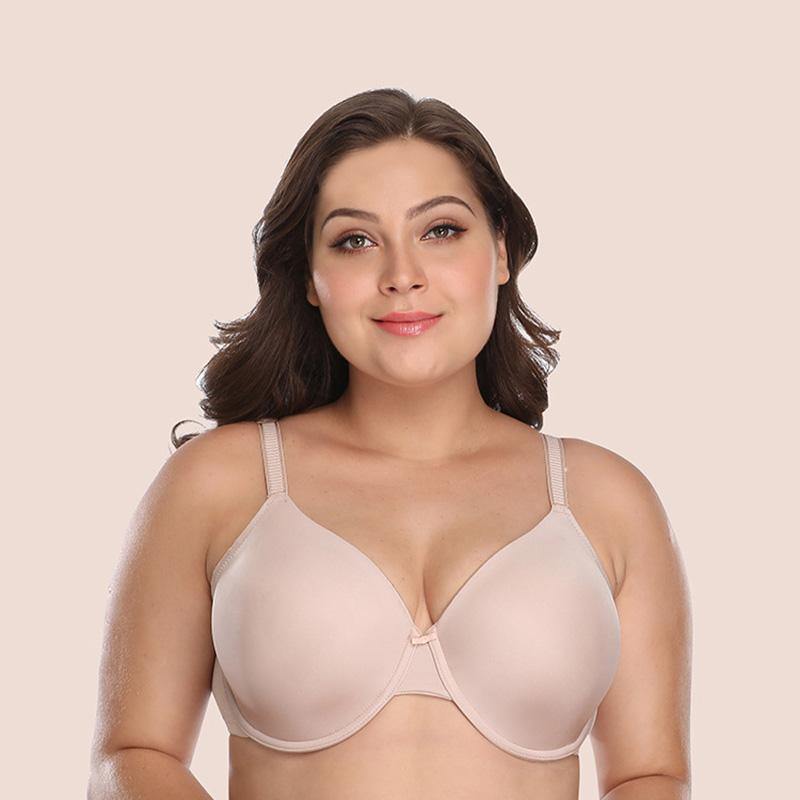 Ultra-thin Womens Solid Plus Size Girl Bra Smooth Silk Classic Underwire Lingerie Full Coverage - CHALIER