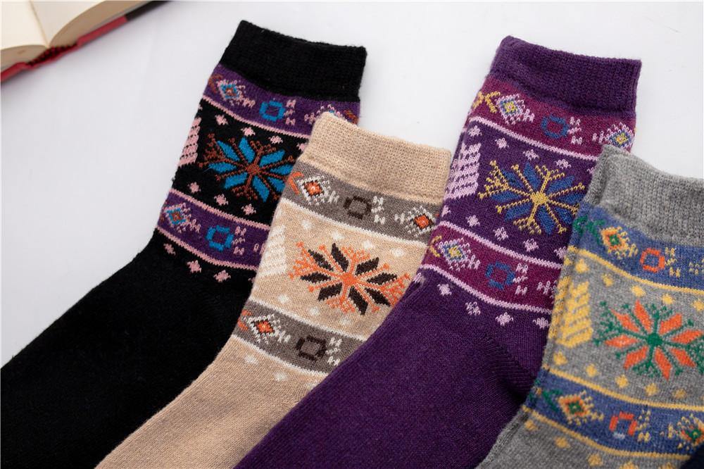 Womens Winter Wool Warm Thick Vintage Socks Fashion Sock Set 5 Pairs - CHALIER