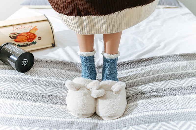 Womens Coral Fleece Socks Home Thick Slipper Sleep Socks Winter Socks Set 7 Pairs