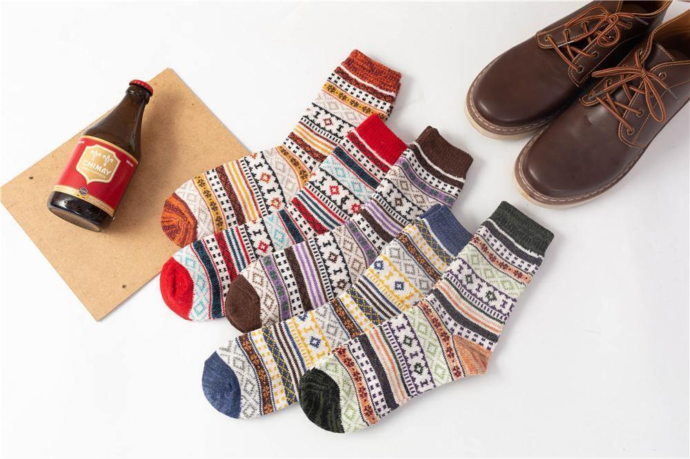 Womens Winter Wool Warm Vintage Socks 5 Pairs Set - CHALIER