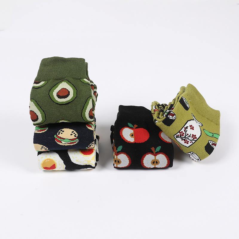 Mens Funny Socks Food Avocado Novel Cute Cotton Crew Socks 5 pairs - CHALIER