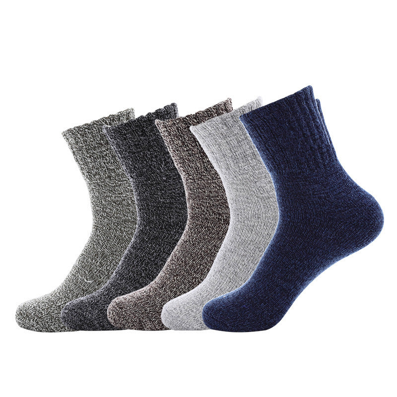 Winter Rabbit Woollen Men Crew Socks 5 Pairs