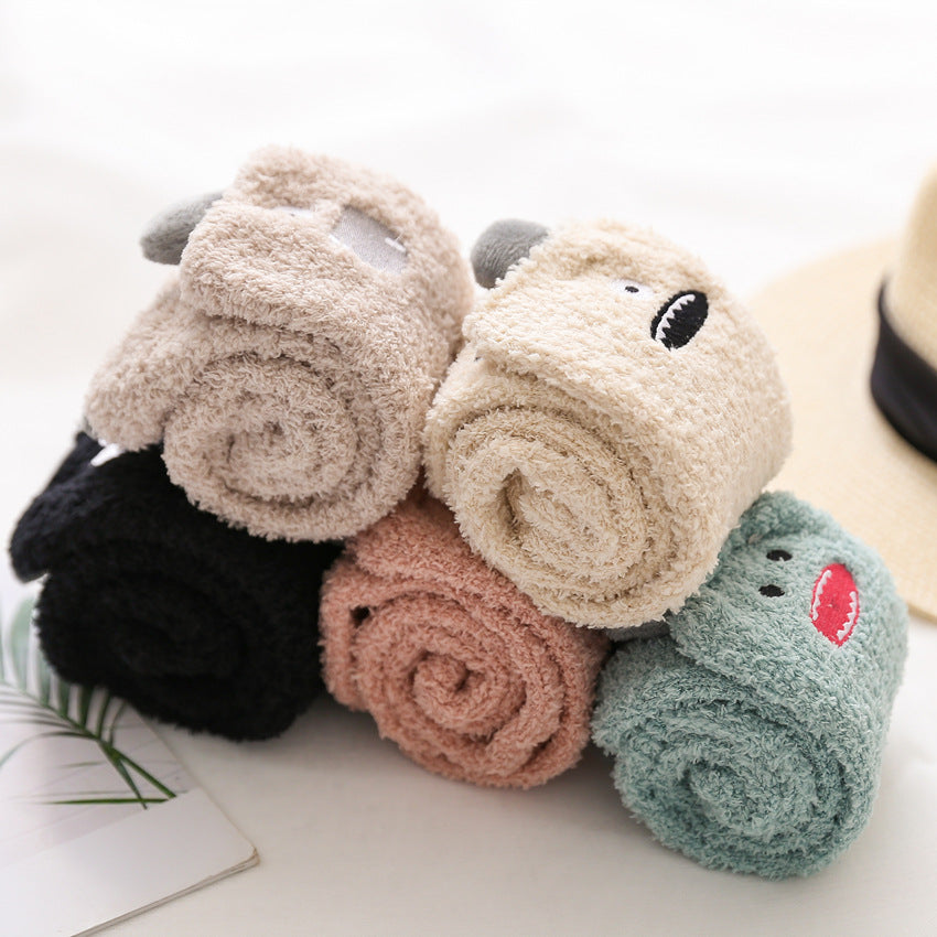 Womens Winter Warm Fuzzy Slipper Socks Cute Animals Socks Set 5 Pairs