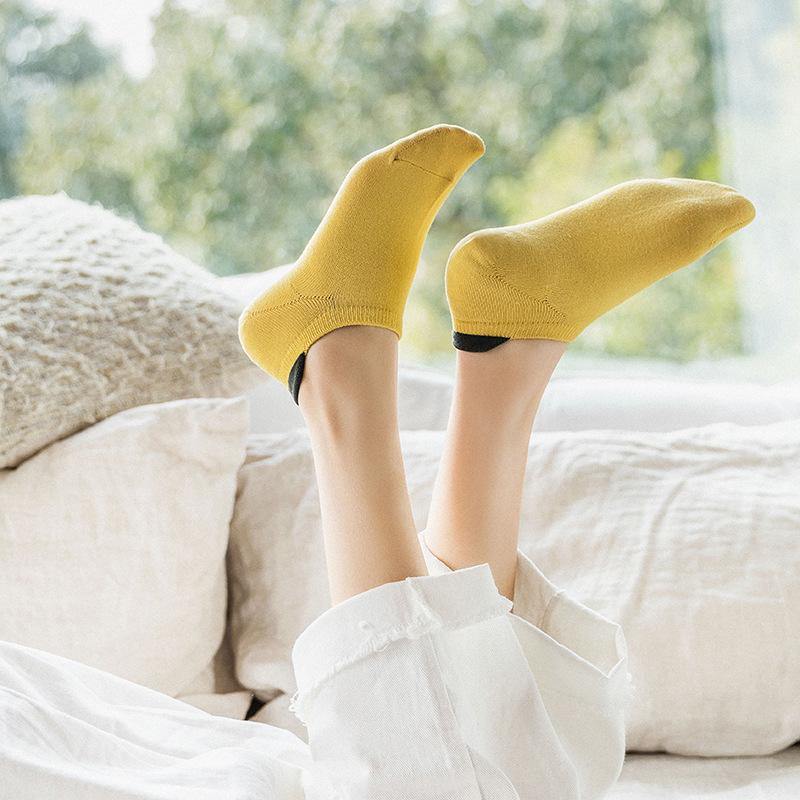 Womens Socks 10 Pairs Solid Color Socks Novel Fun Cute Cotton Ankle Socks - CHALIER