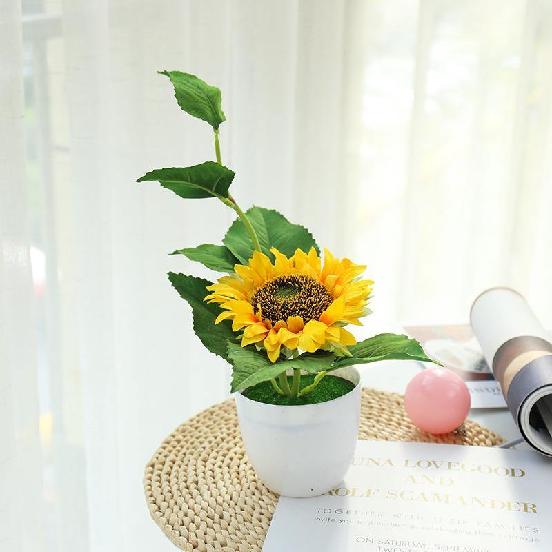 Artificial Flower Potted Fake Sunflower Indoor Decor - CHALIER