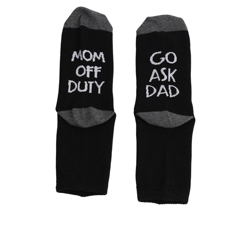 Womens Fun Letters Crew Family Socks for "MOM OFF DUTY" - CHALIER