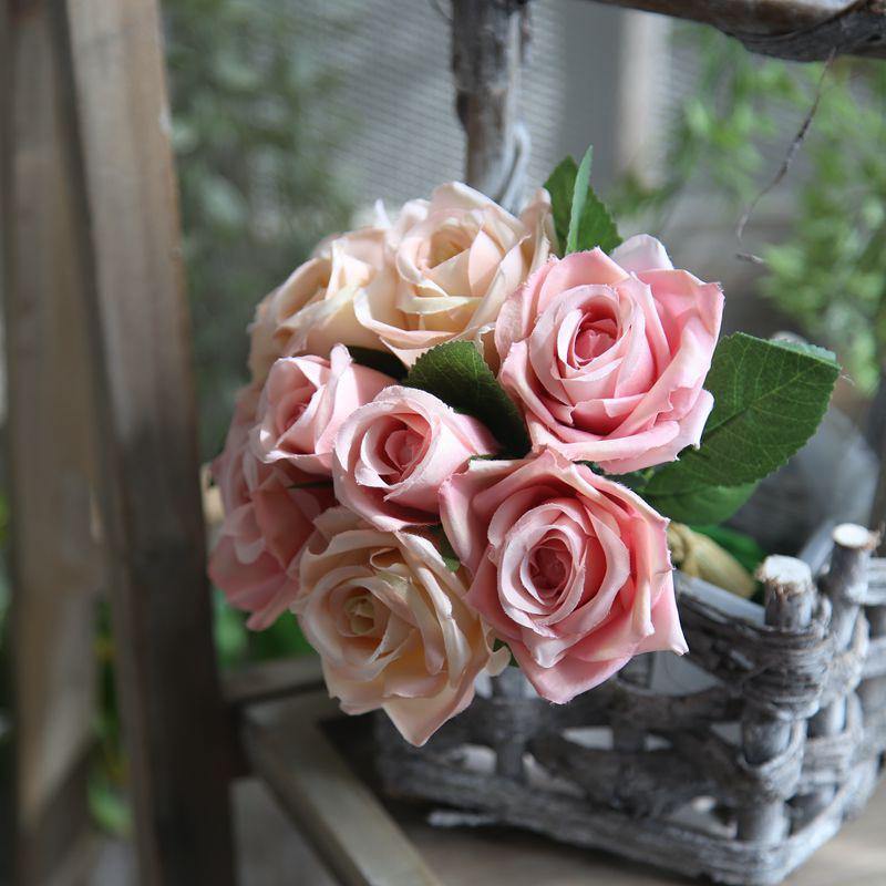 Artificial Rose Bouquet Fake Flowers For Home Office Wedding Decoration - CHALIER