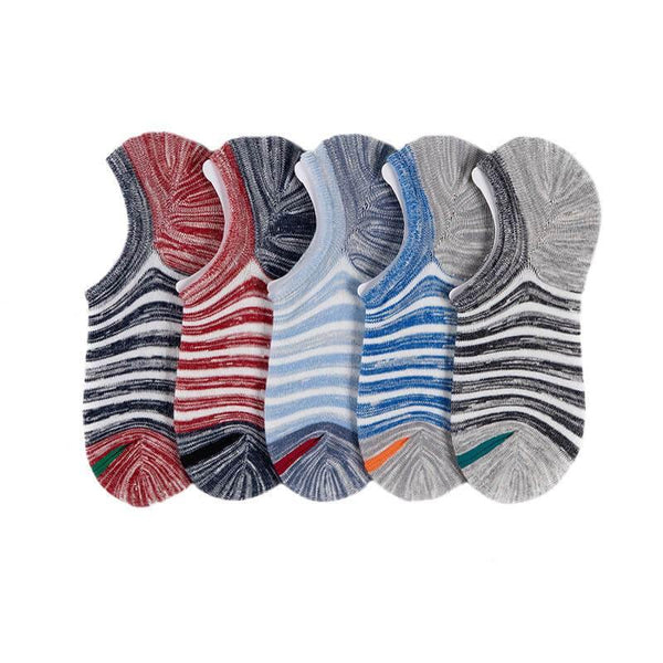 Men's No Show Socks Plus Size Low Cut Anti-Slid Athletic Casual Cotton Socks 5 Pairs - CHALIER