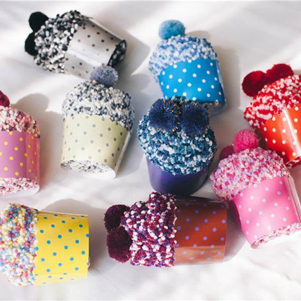 Womens Warm Winter Slipper Wool Socks Cup Cake Gift Box Family Socks - CHALIER