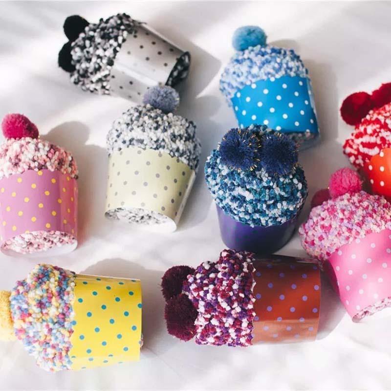 Womens Warm Winter Slipper Wool Socks Cup Cake Gift Box Family Socks - CHALIER