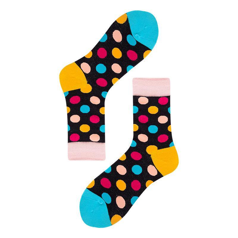 Womens & Mens Crew Happy Fun Socks Polka Dot Skate Socks Unisex - CHALIER
