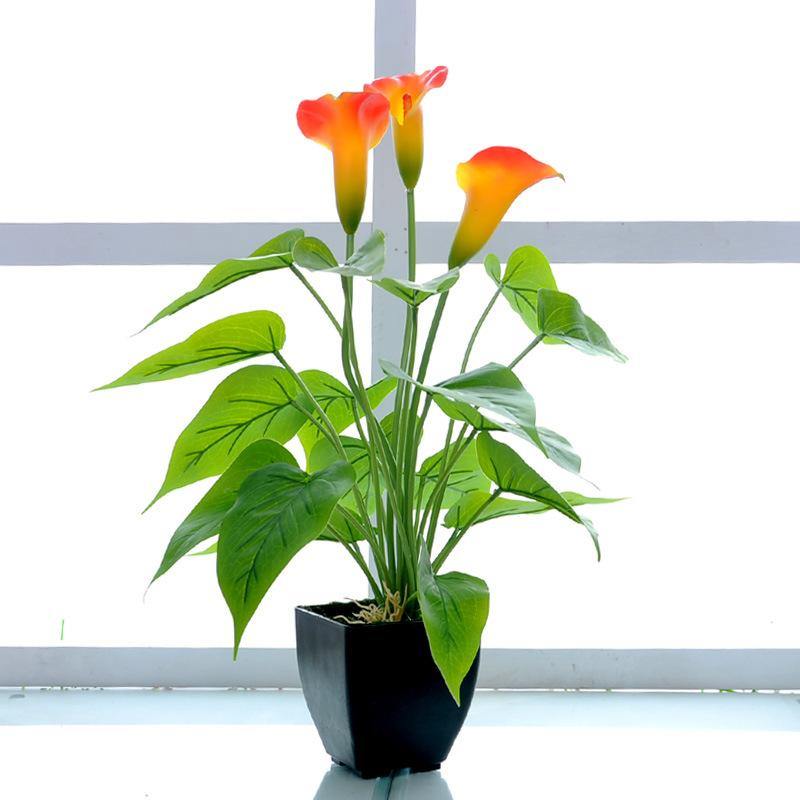 Artificial Plants Flower Potted Plastic Common Callalily Decoration For Home Party - CHALIER