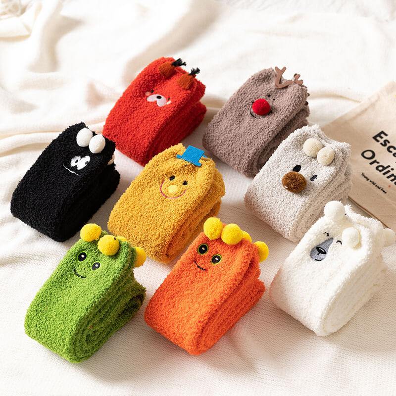 Womens Cozy Slipper Thick Socks Winter Soft Warm Fuzzy Stocking Leg Warm Socks Knee High - CHALIER