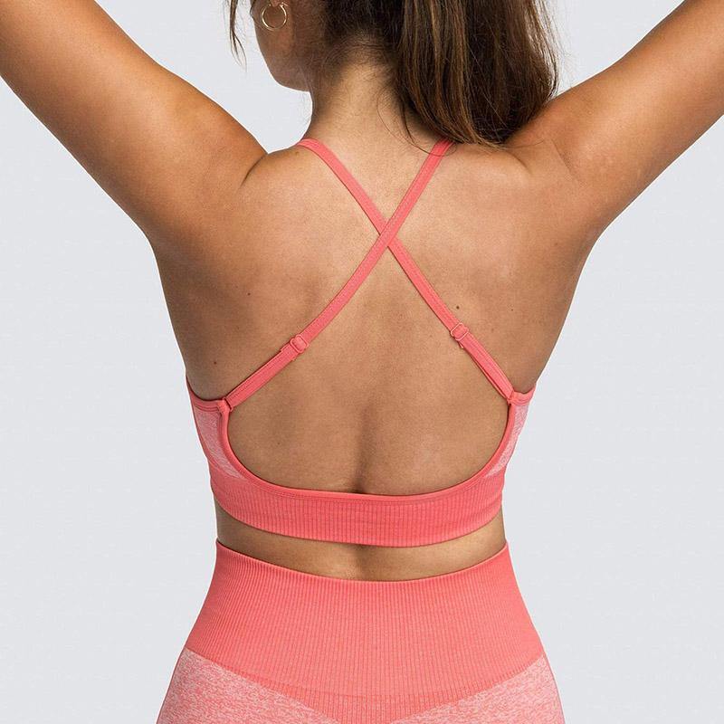 Womens Lace-up Sports Padded Seamless Workout Bra Yoga Running Fitness Bras/Leggings/Suit - CHALIER