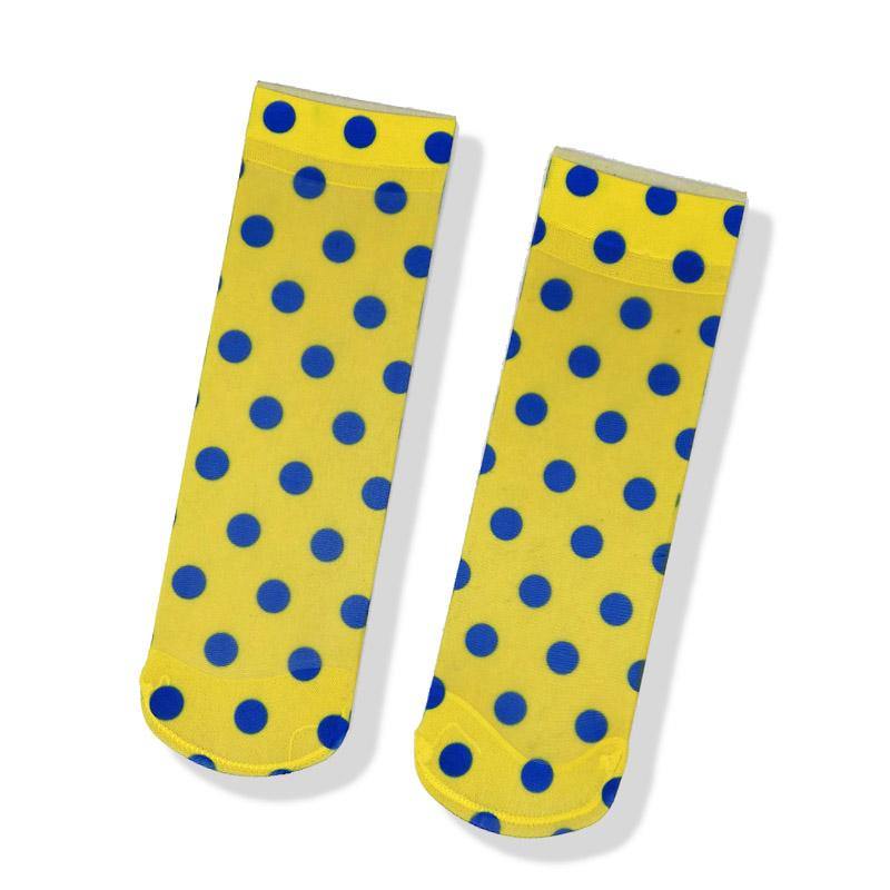 Womens Cute Sweet Short Ultrathin Stockings Printed Patterns Polka Dot Ankle Socks Set 6 Pairs - CHALIER