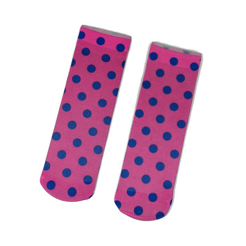 Womens Cute Sweet Short Ultrathin Stockings Printed Patterns Polka Dot Ankle Socks Set 6 Pairs - CHALIER