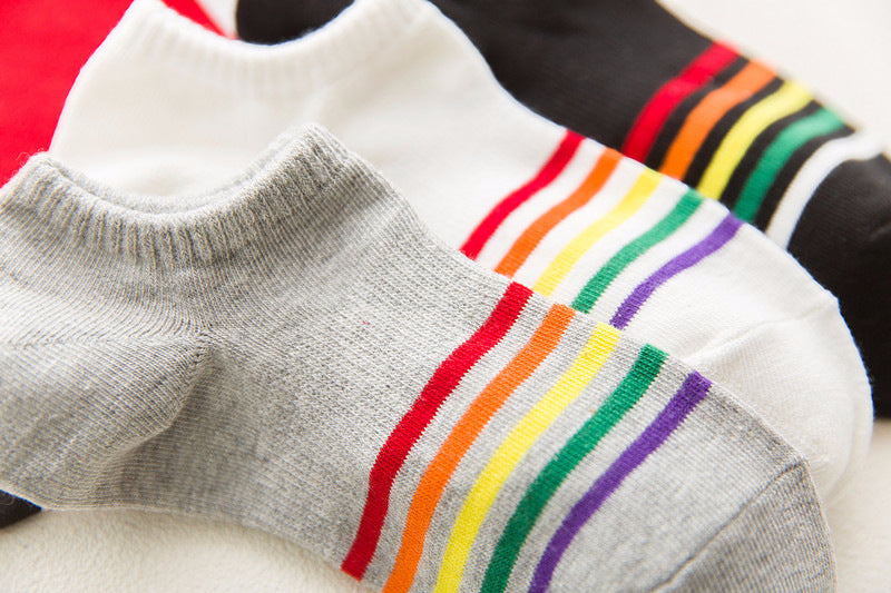 Chalier Women Cotton Socks Rainbow Stripe