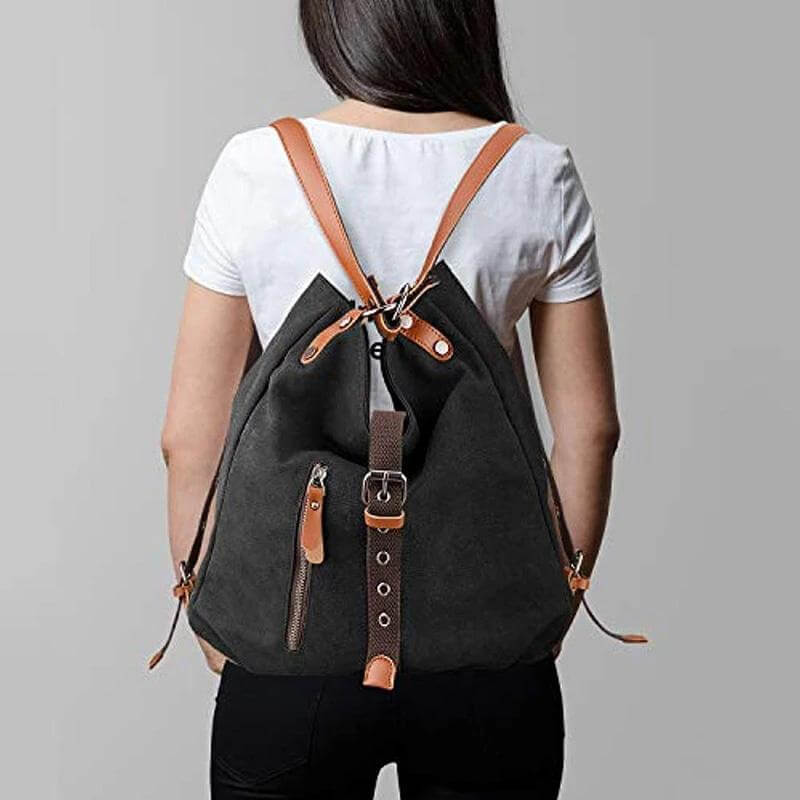 Canvas Backpack-Shoulder Bag With Extra Large Capacity