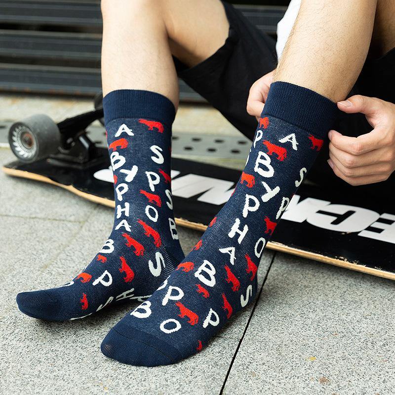 Chalier Men Cotton Socks Cartoon Animals 4 Pack - CHALIER