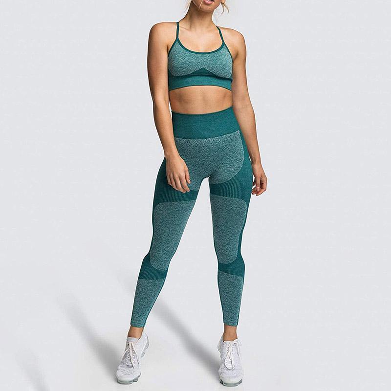 Womens Lace-up Sports Padded Seamless Workout Bra Yoga Running Fitness Bras/Leggings/Suit - CHALIER