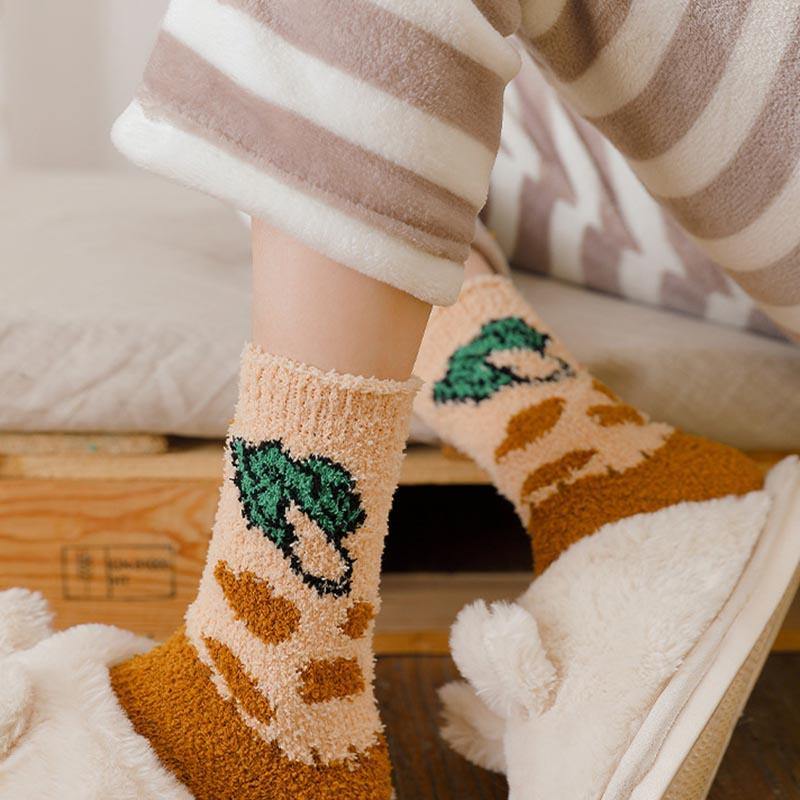 Womens Winter Warm Fuzzy Wool Slipper Socks Set Funny Cute Vegetables Series Set 5 Pairs - CHALIER