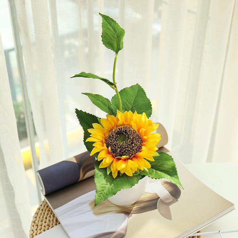 Artificial Flower Potted Fake Sunflower Indoor Decor - CHALIER