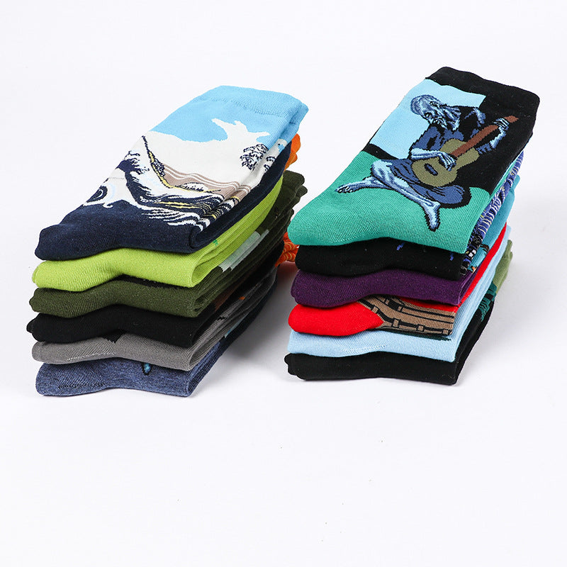 Chalier Mens Casual Crew Art Paiting Socks Set