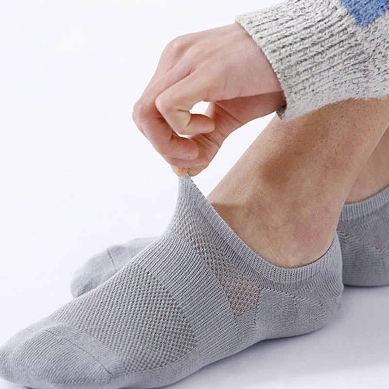 Chalier Mens Cotton Sports Ankle Socks 1 Pair Mesh Grey