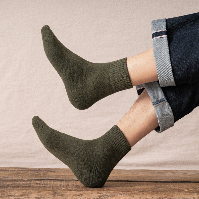 Mens Winter Thickened knitted Casual Crew Cotton Socks
