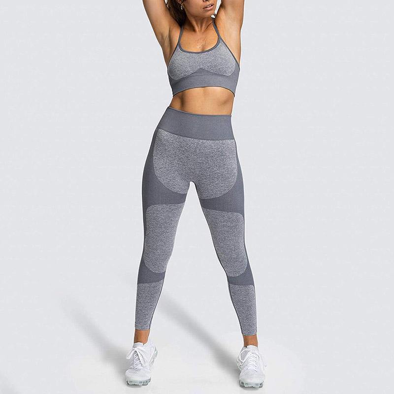 Womens Lace-up Sports Padded Seamless Workout Bra Yoga Running Fitness Bras/Leggings/Suit - CHALIER