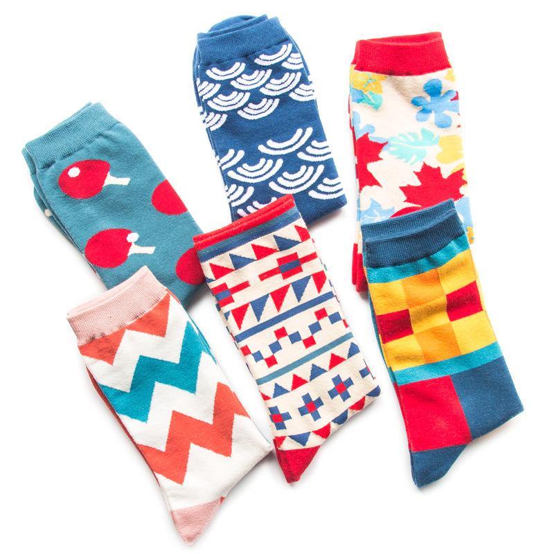 Chalier Men Socks British Style Geometric Pattern 6 Pack - CHALIER
