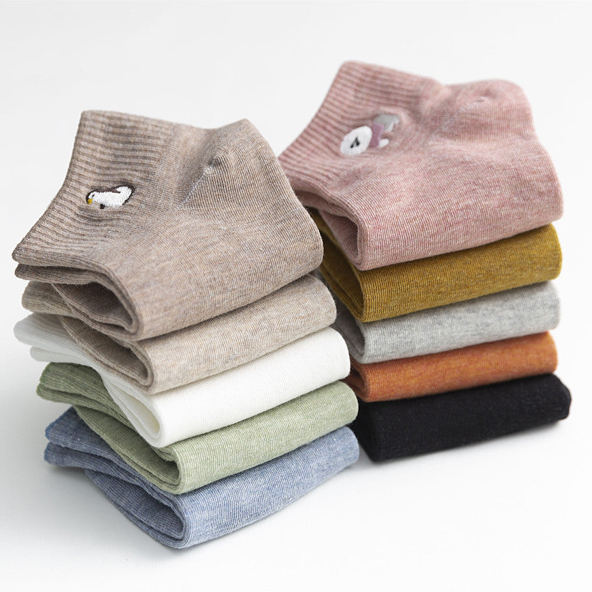 Womens Cartoon Cute Short Socks Set Cute Animals Socks Set 10 Pairs