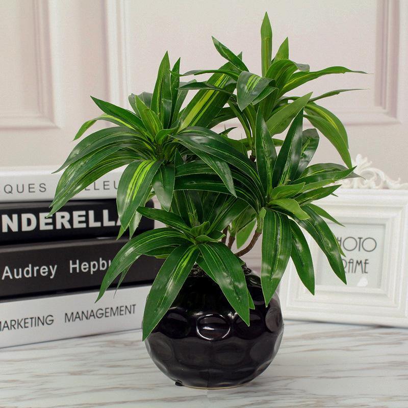 Artificial Desktop Fake Plants Green Plastic Palm Tree Bunch Flower Material Office Living Room Christmas Home Decor - CHALIER