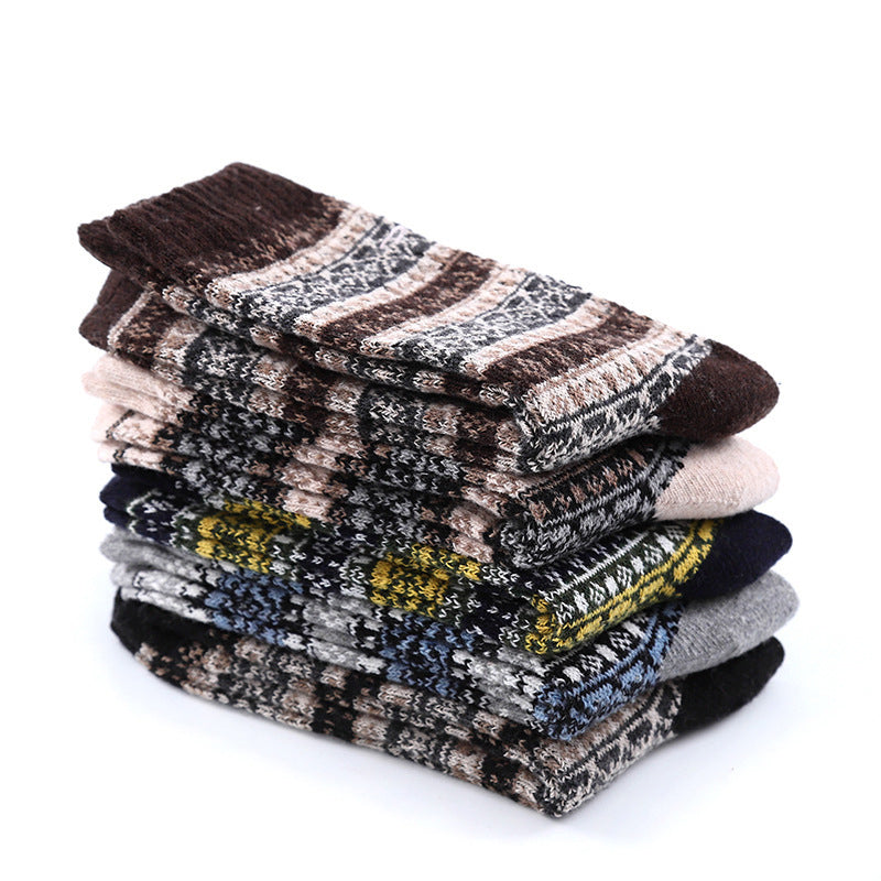 Men's Winter Thick Knit Casual Crew Socks 5 Pairs