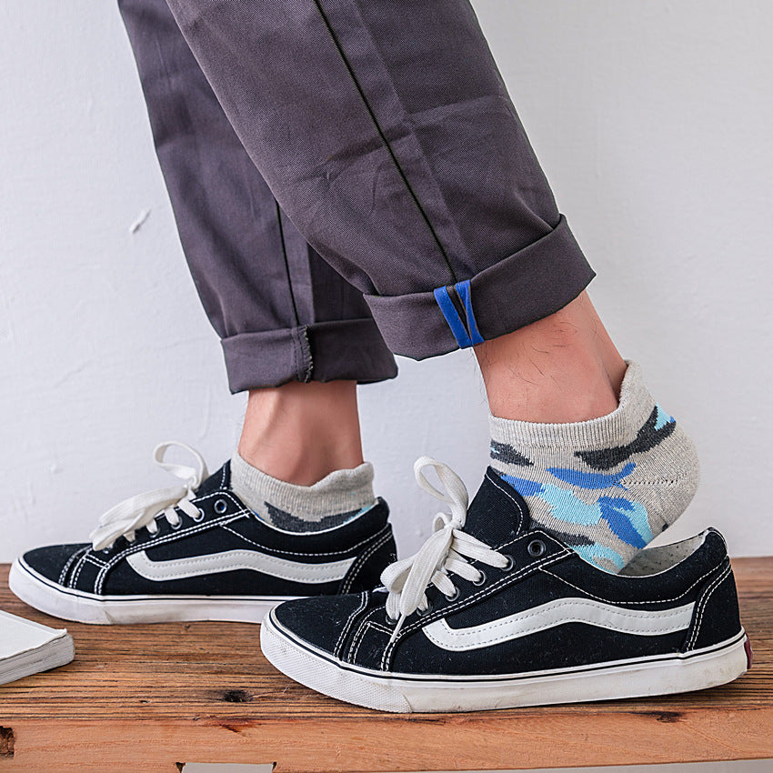 Chalier Men Sports Socks Camouflage Stripes Grey