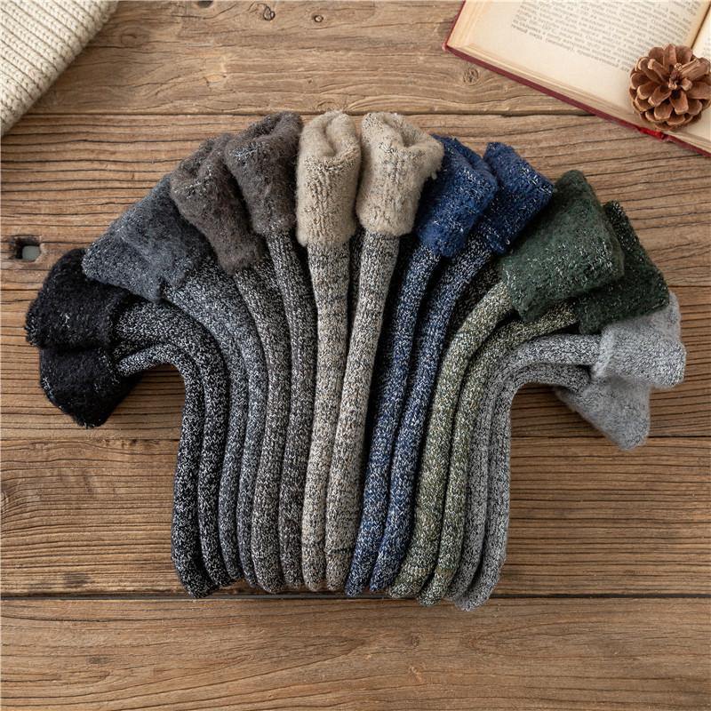 Men's Winter Athletic Outdoor Sports Socks Warm Thick Socks Cozy Wool Crew Socks 6 Pairs - CHALIER