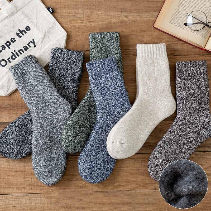 Mens Winter Cozy Wool Crew Socks Super Warm Athletic Outdoor Thick Socks Set 6 Pairs - CHALIER