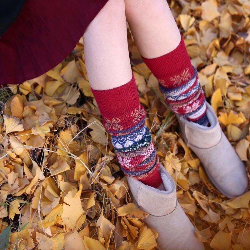Womens Winter Wool Vintage Socks Thigh High Socks Legs Warmer - CHALIER