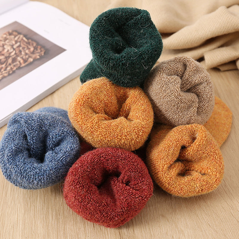 Womens Winter Thickened Knitted Crew Cotton Socks 5 Pairs