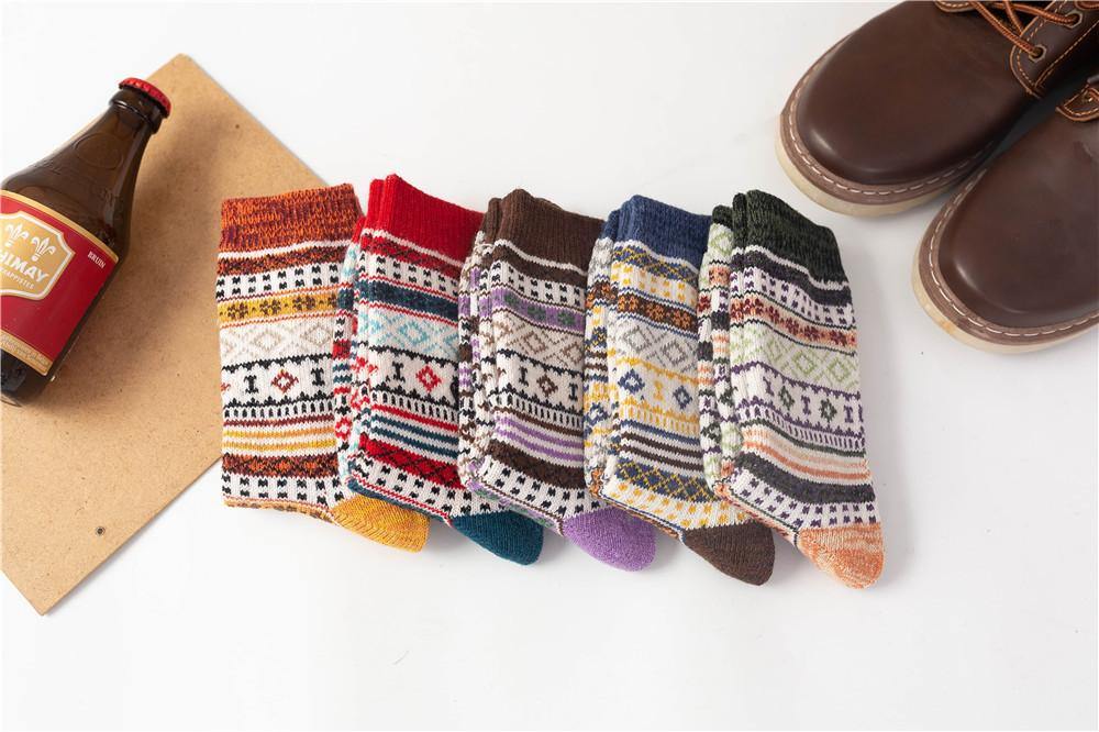 Womens Winter Wool Warm Vintage Socks 5 Pairs Set - CHALIER