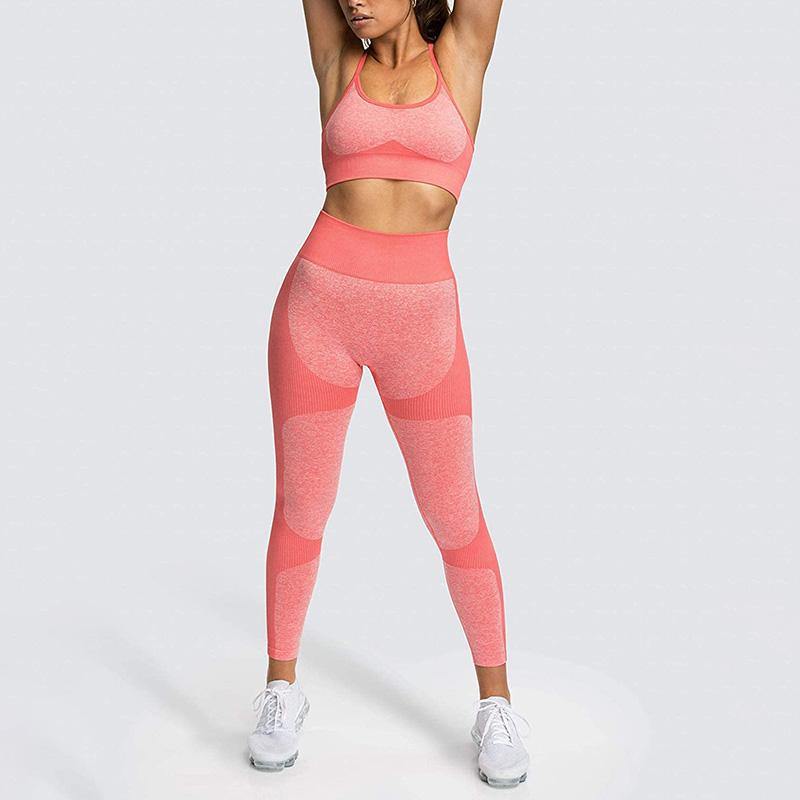 Womens Lace-up Sports Padded Seamless Workout Bra Yoga Running Fitness Bras/Leggings/Suit - CHALIER