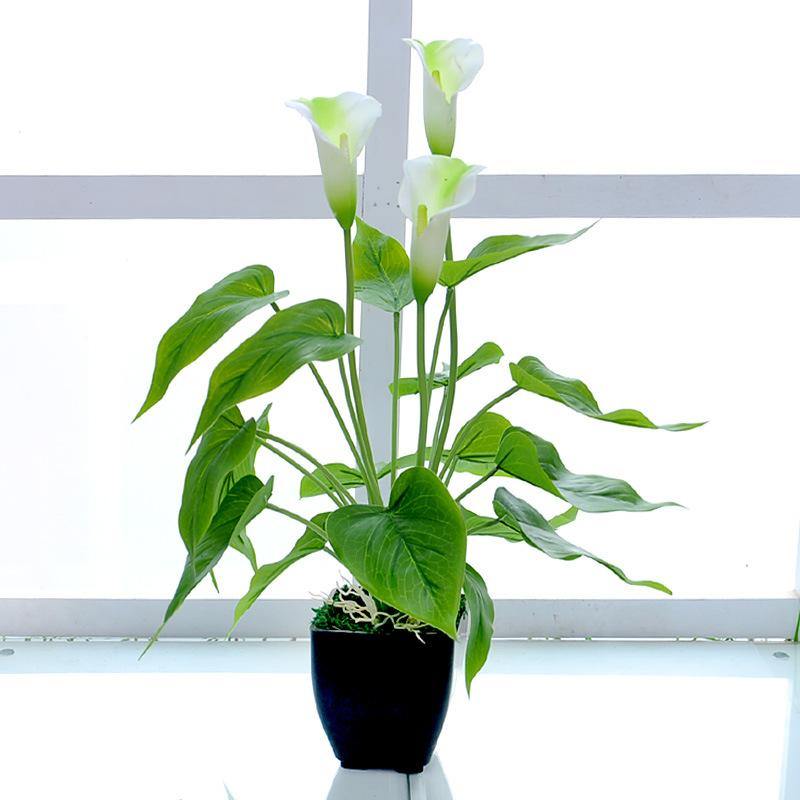 Artificial Plants Flower Potted Plastic Common Callalily Decoration For Home Party - CHALIER