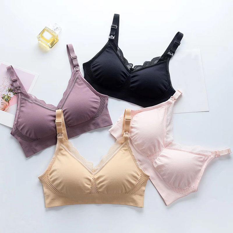 Womens Seamless Pregnancy Sleeping and Breastfeeding Bra Wirefree Clip Down Soft Support Maternity Nursing Bra - CHALIER