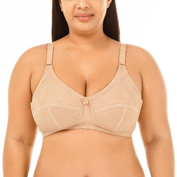 Womens Plus Size Padded Sexy Comfort Jacquard Pattern Push Up Bra - CHALIER