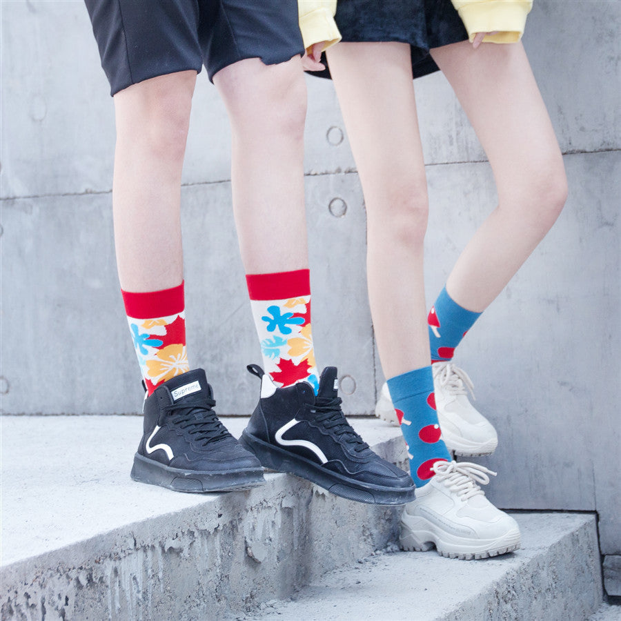 Chalier Mens Casual Cotton British Style Maple Leaves Socks